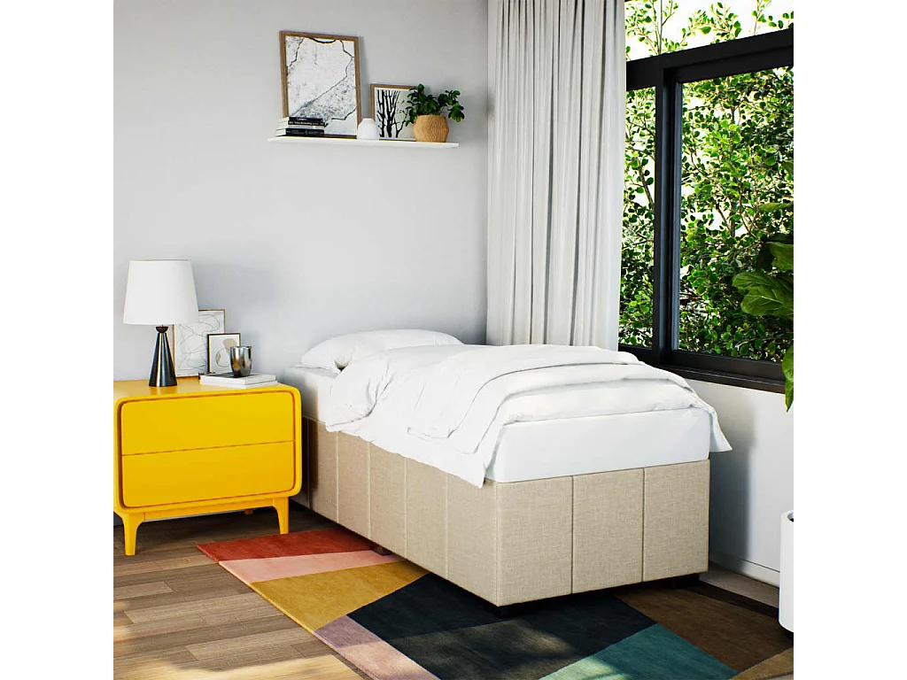 Cadre de lit sans matelas crème 80x200 cm tissu