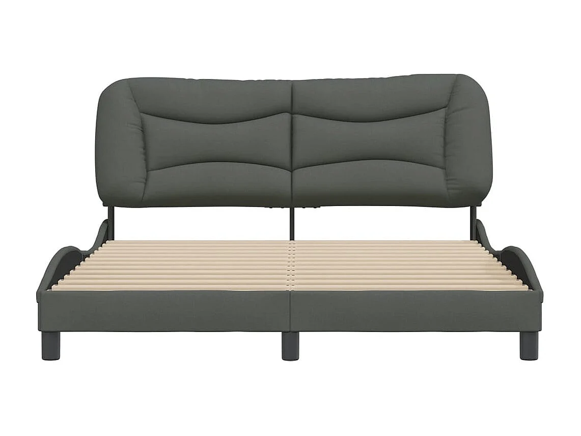 Cadre de lit sans matelas gris foncé 160x200 cm tissu