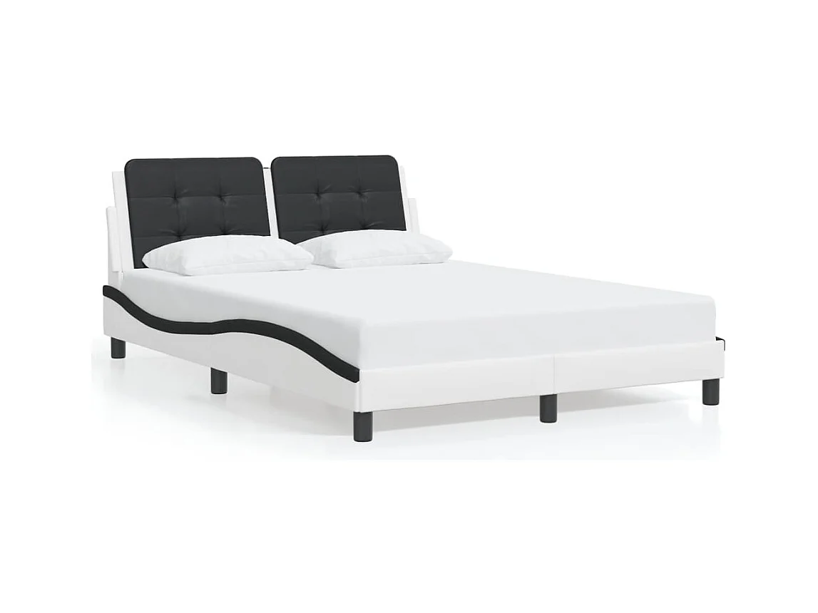 Cadre de lit sans matelas blanc et noir 120x200 cm similicuir