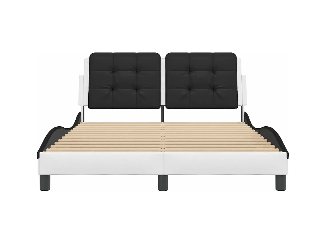 Cadre de lit sans matelas blanc et noir 120x200 cm similicuir