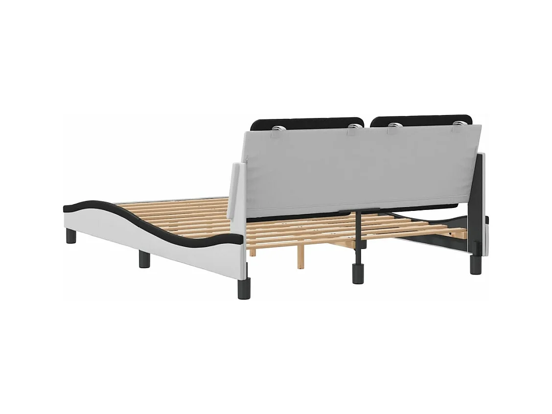 Cadre de lit sans matelas blanc et noir 120x200 cm similicuir
