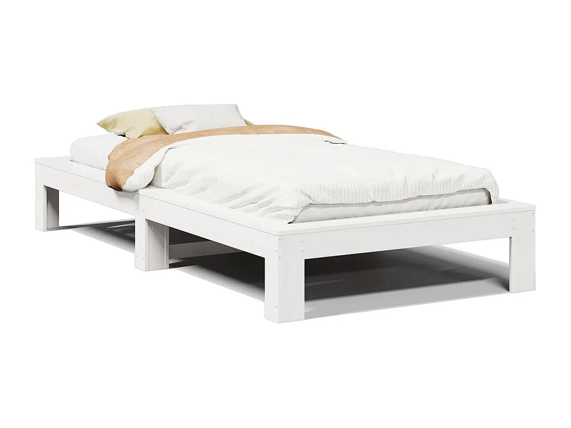 Massivholzbett ohne Matratze Weiß 75x190 cm Kiefernholz