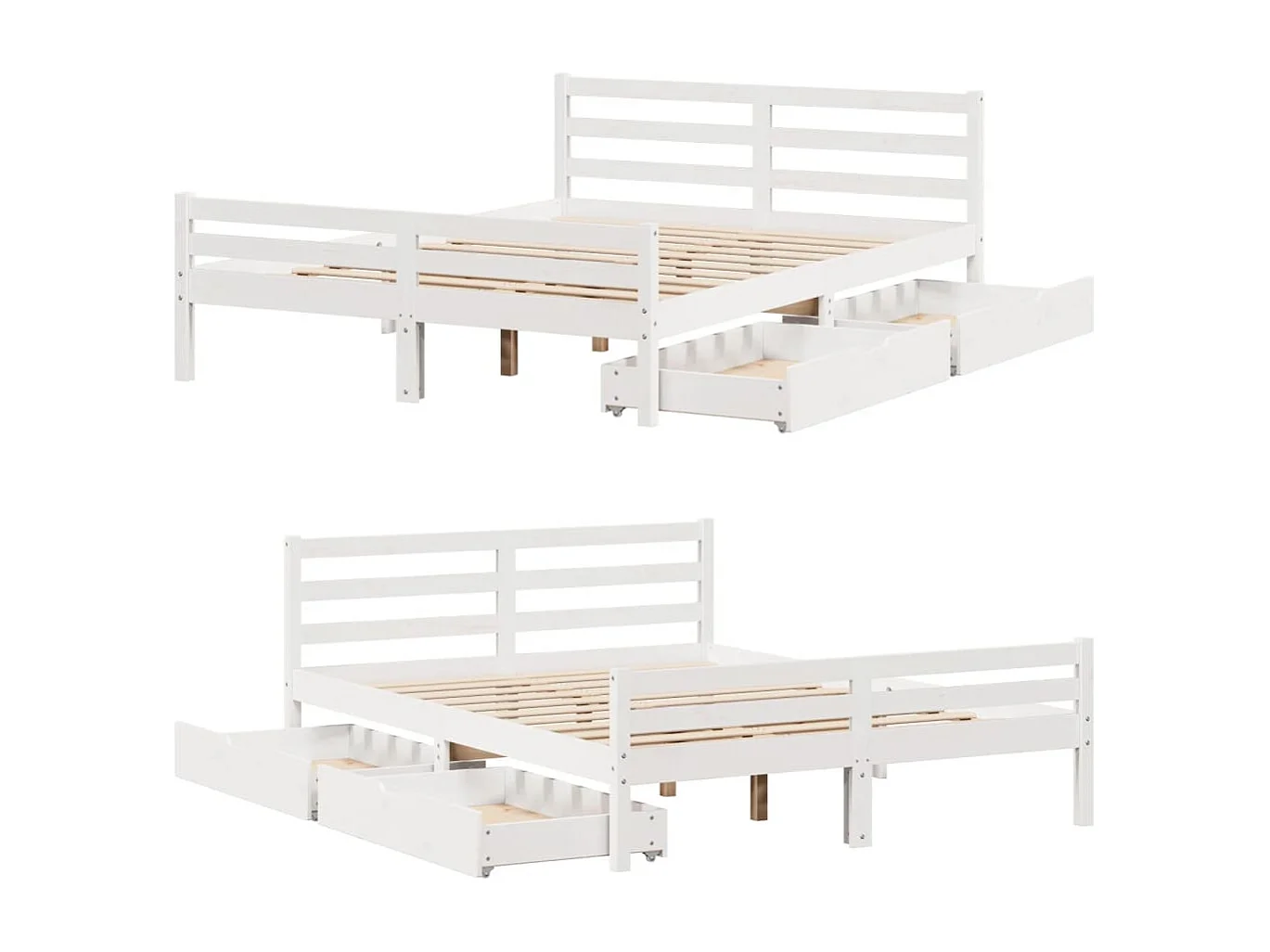 Cama sem colchão 135x190 cm madeira de pinho maciça branco