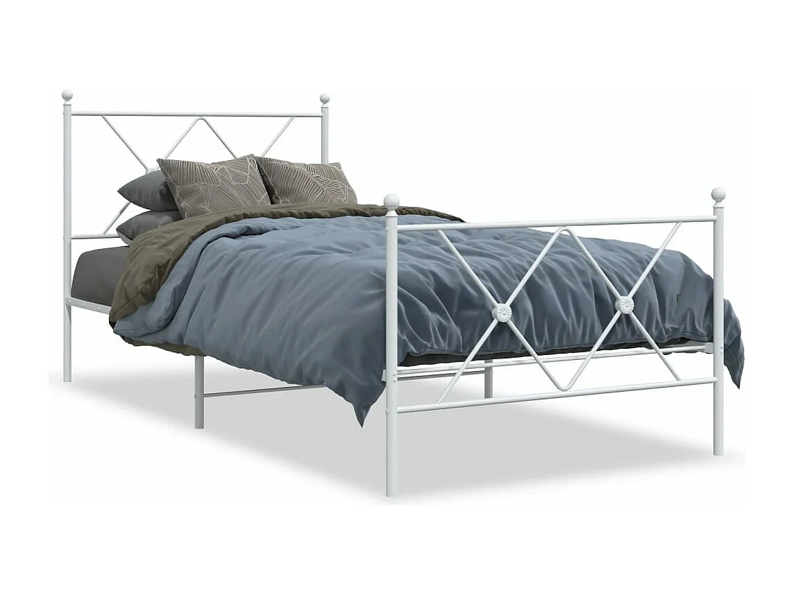 Bedframe met hoofd- en voeteneinde metaal wit 90x190 cm