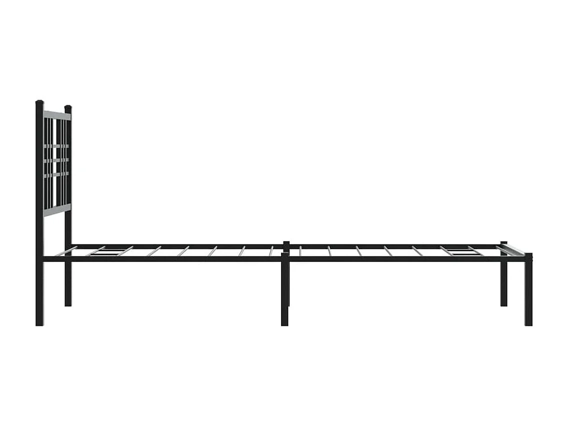 Cadre de lit métal sans matelas avec tête de lit noir 75x190 cm