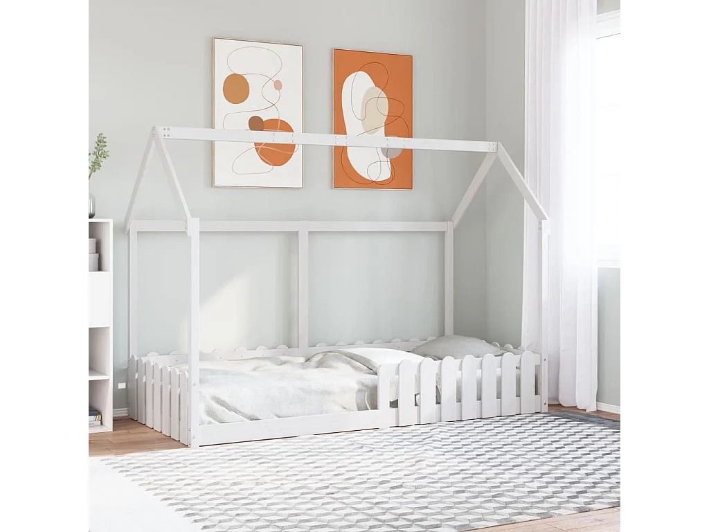 Cadre de lit d'enfants forme de maison sans matelas 90x190 cm