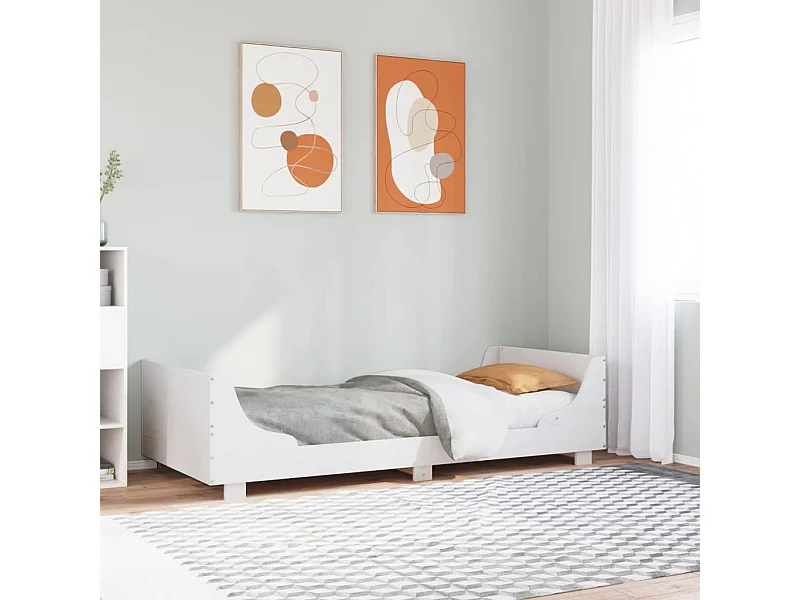Letto senza Materasso Bianco 75x190 in Legno Massello di Pino
