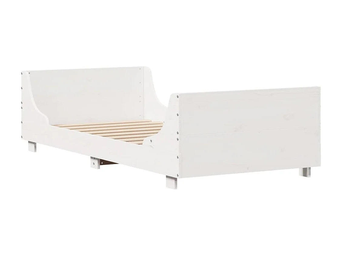 Cadre de lit sans matelas blanc 75x190 cm bois de pin massif