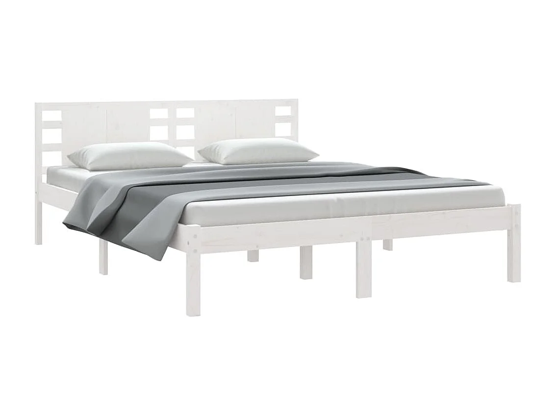 Bedframe massief hout wit 150x200 cm 5FT King Size