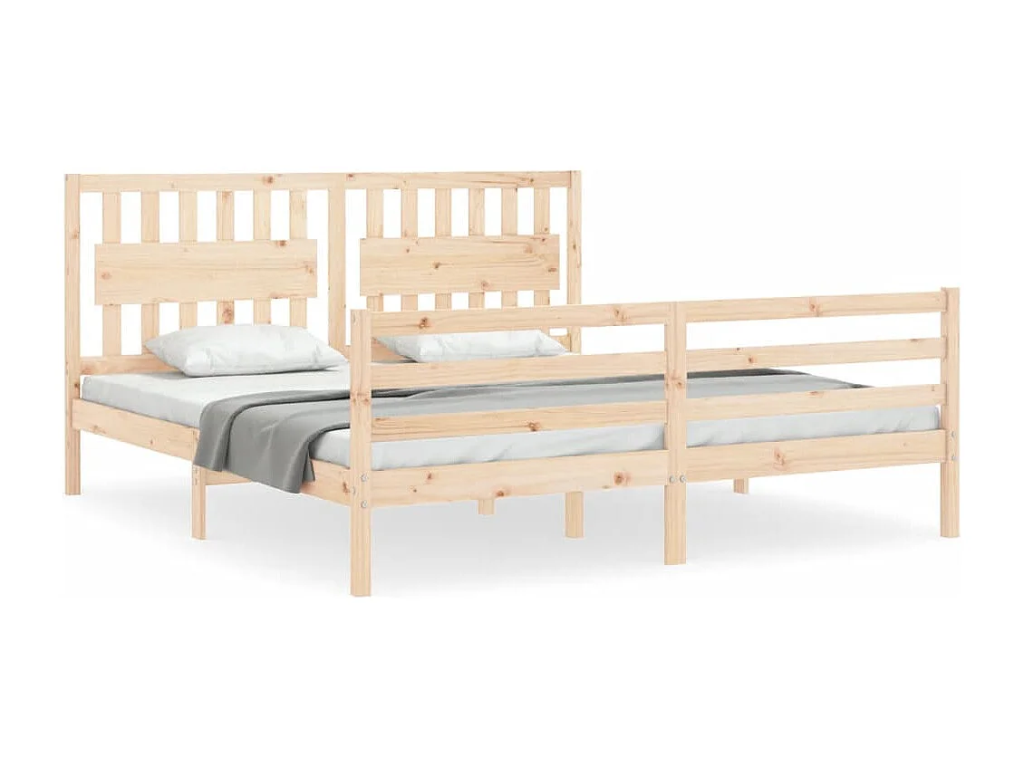 Estructura de cama de matrimonio con cabecero madera maciza