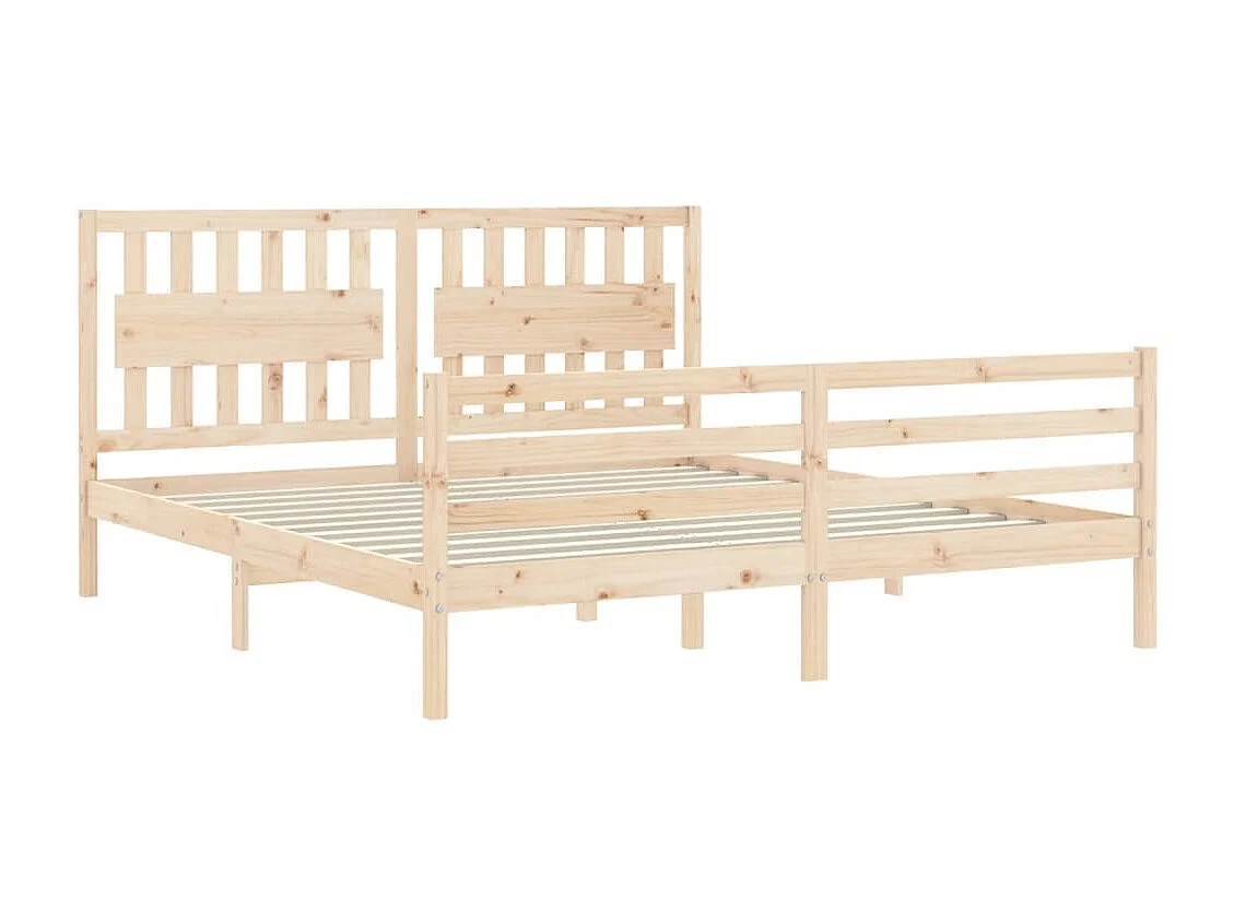 Estructura de cama de matrimonio con cabecero madera maciza