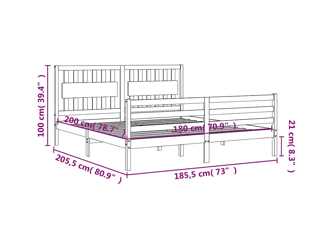 Giroletto con Testiera Super King Size in Legno Massello