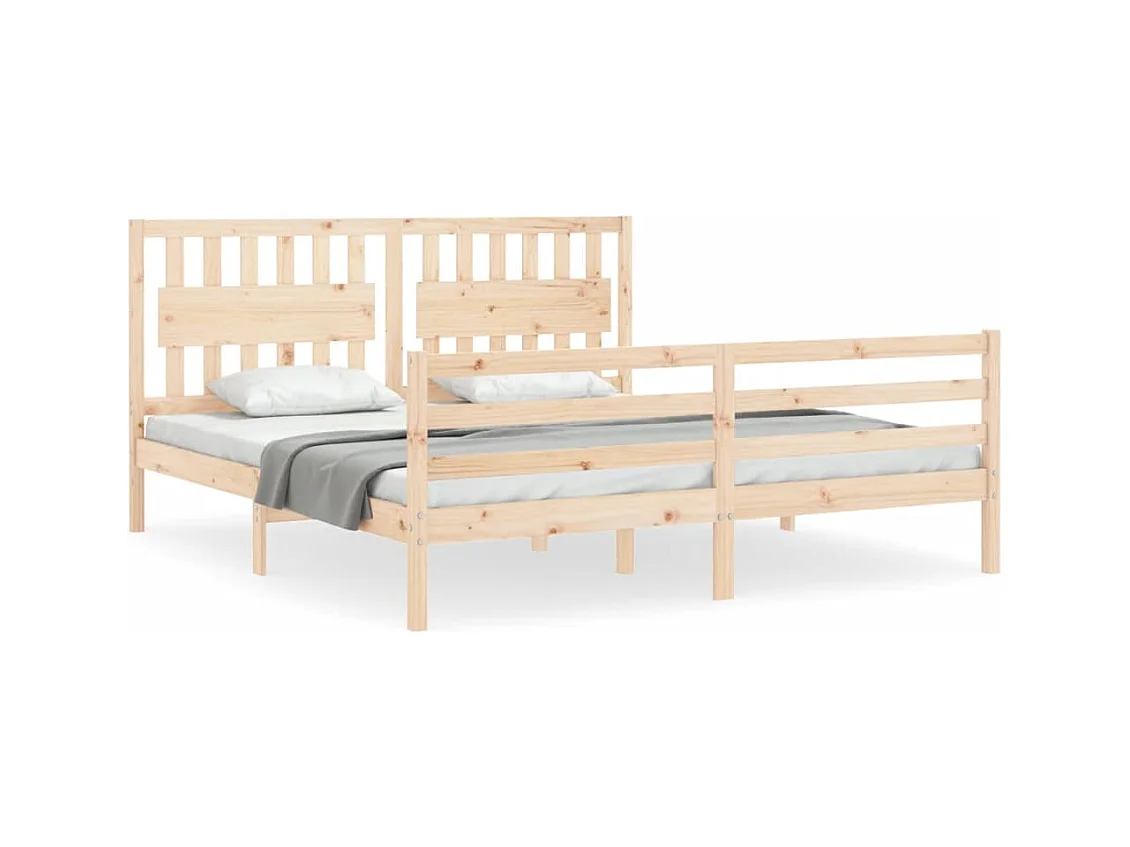 Giroletto con Testiera Super King Size in Legno Massello