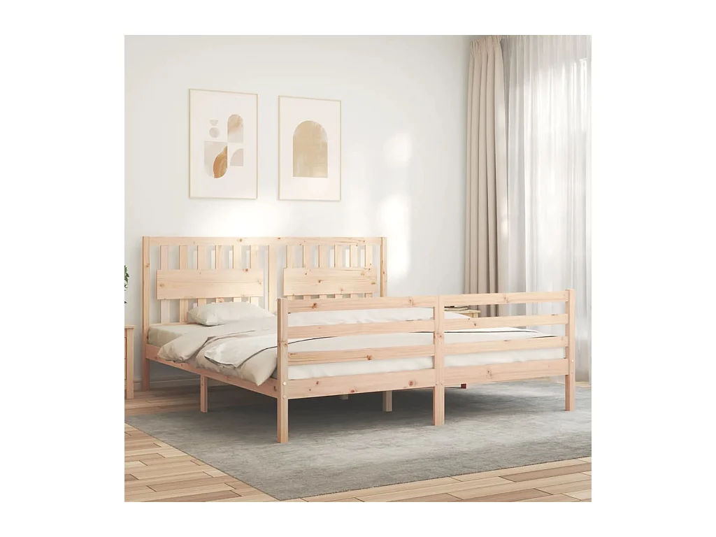 Giroletto con Testiera Super King Size in Legno Massello