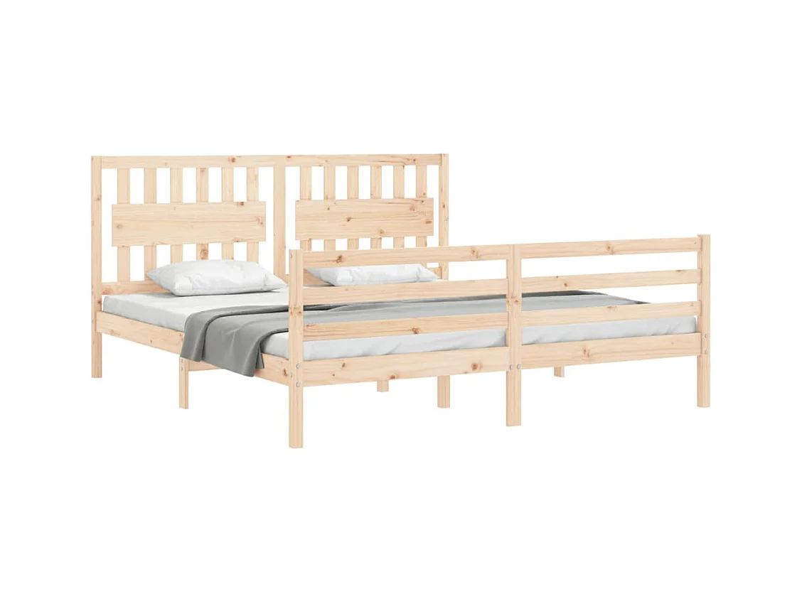 Giroletto con Testiera Super King Size in Legno Massello