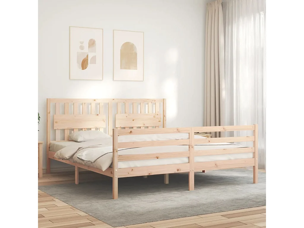 Giroletto con Testiera Super King Size in Legno Massello