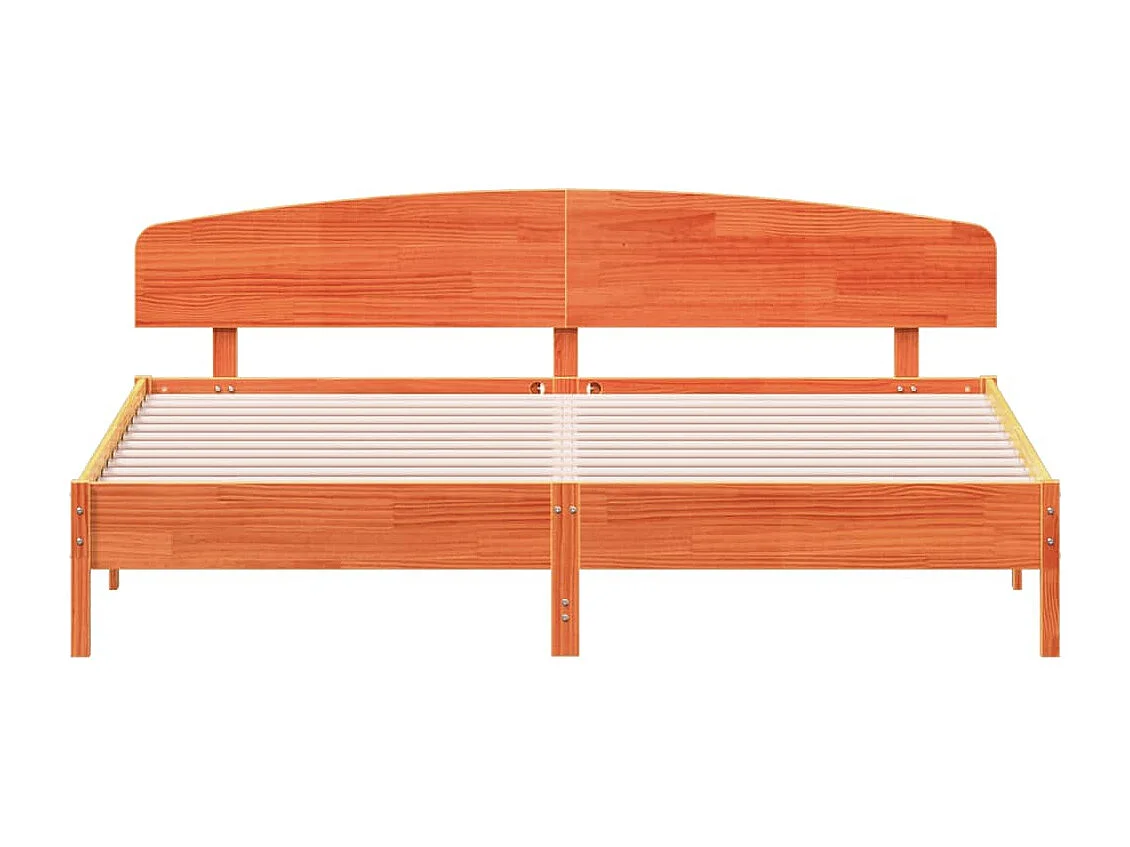Cama sin colchón madera maciza de pino marrón cera 200x200 cm
