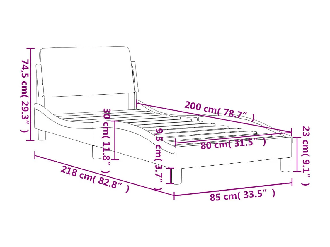 Bedframe zonder matras 80x200 cm fluweel lichtgrijs