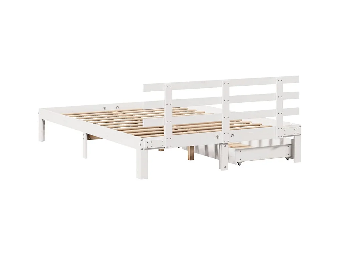 Cadre de lit avec tiroirs sans matelas blanc 140x190 cm