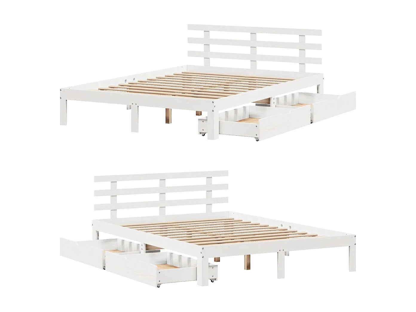 Cadre de lit avec tiroirs sans matelas blanc 140x190 cm