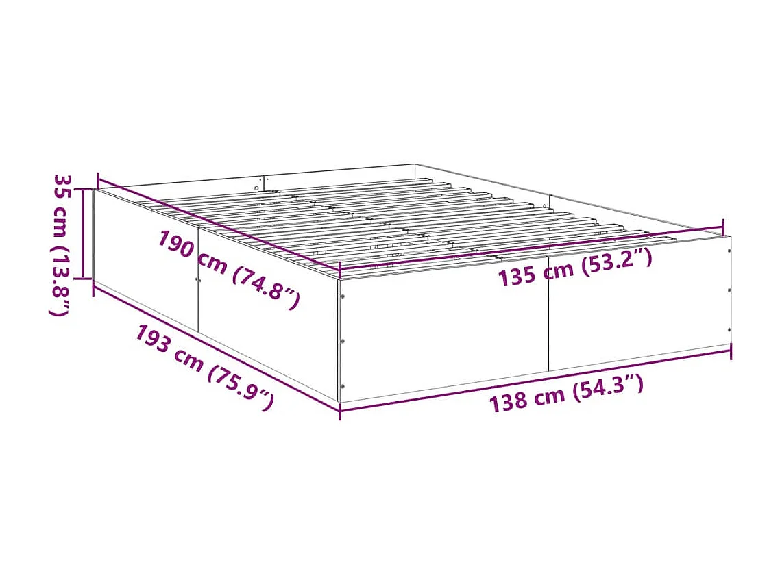 Cadre de lit sans matelas chêne fumé 90x200 cm