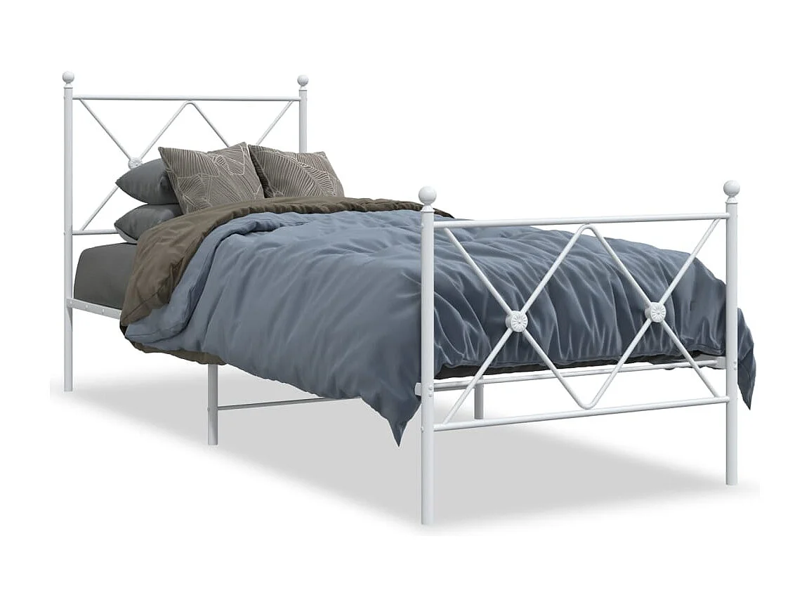 Estrutura de cama com cabeceira e pés 80x200 cm metal branco
