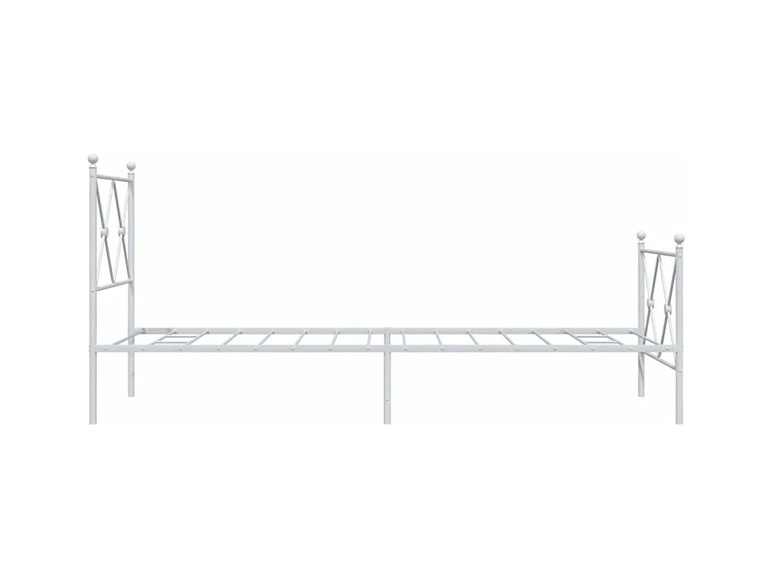 Cadre de lit métal sans matelas avec pied de lit blanc 80x200cm