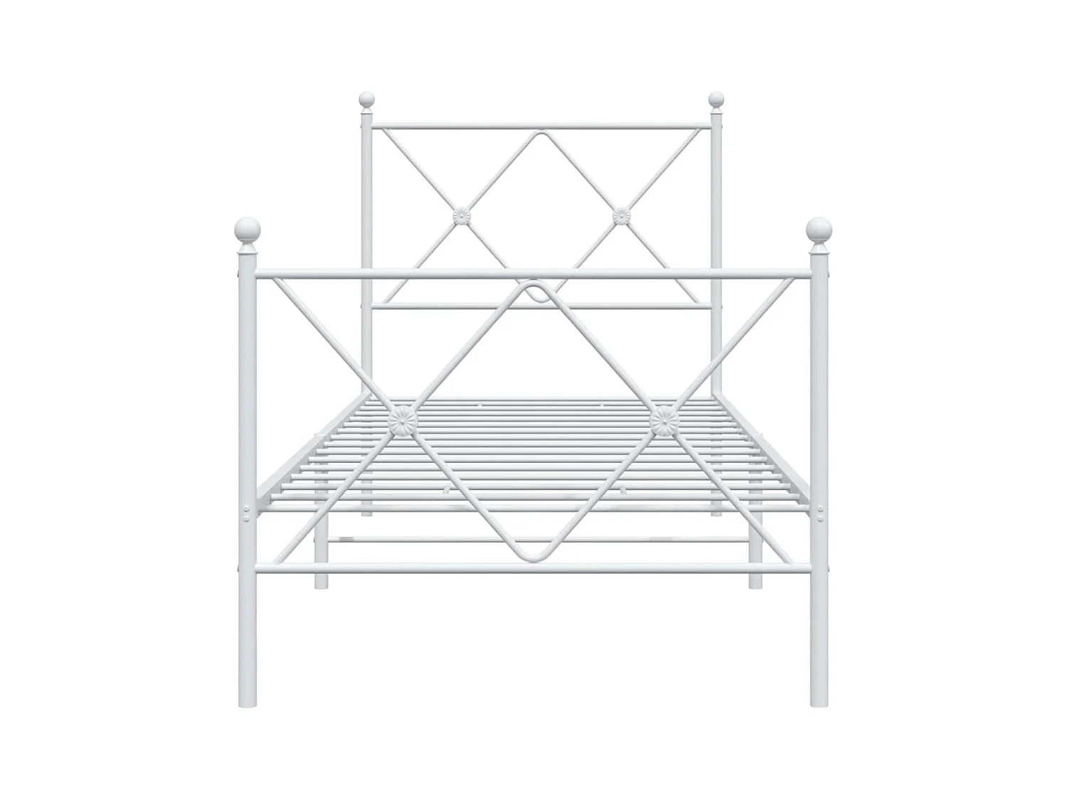 Cadre de lit métal sans matelas avec pied de lit blanc 80x200cm