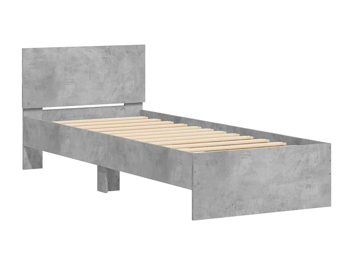 Cadre de lit sans matelas avec tête de lit gris béton 90x200 cm
