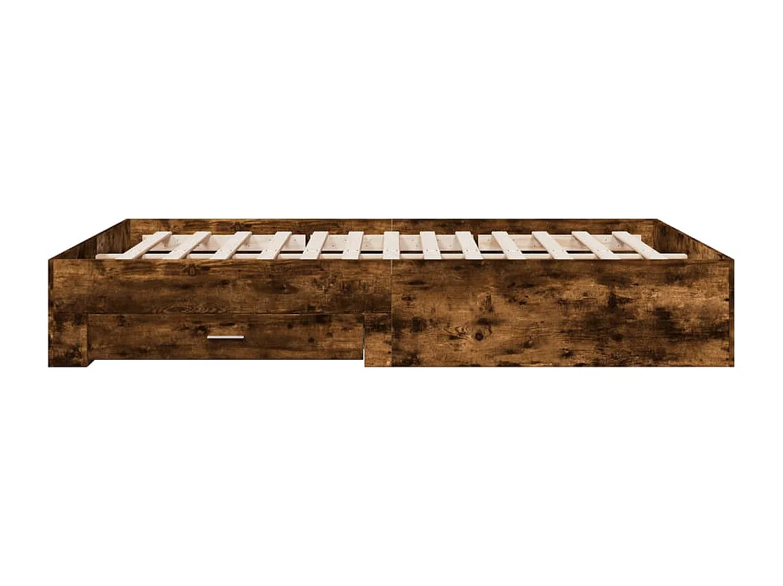 Cadre de lit avec tiroirs sans matelas chêne fumé 140x200 cm