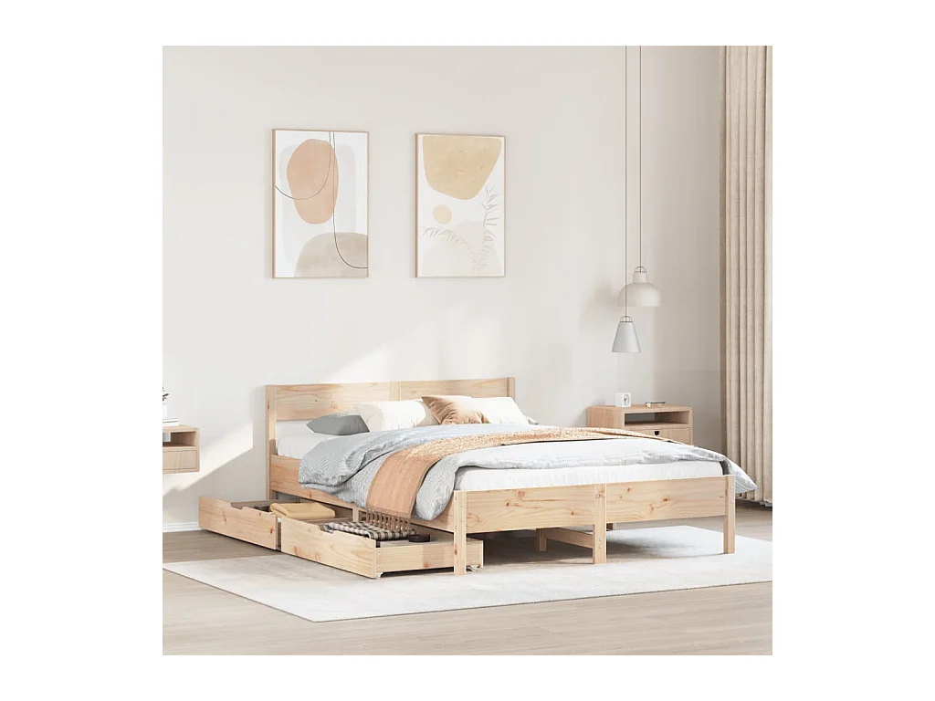 Cadre de lit sans matelas 140x200 cm bois massif de pin