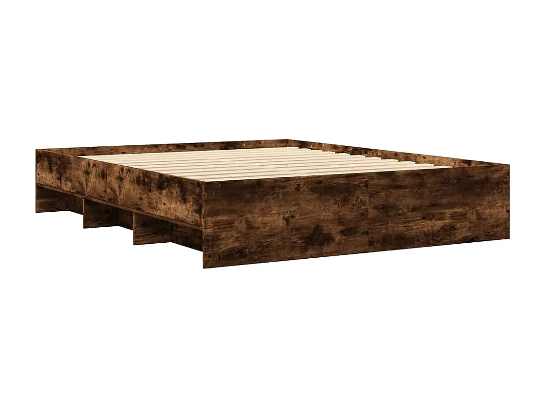 Cadre de lit sans matelas chêne fumé 150x200 cm bois ingénierie