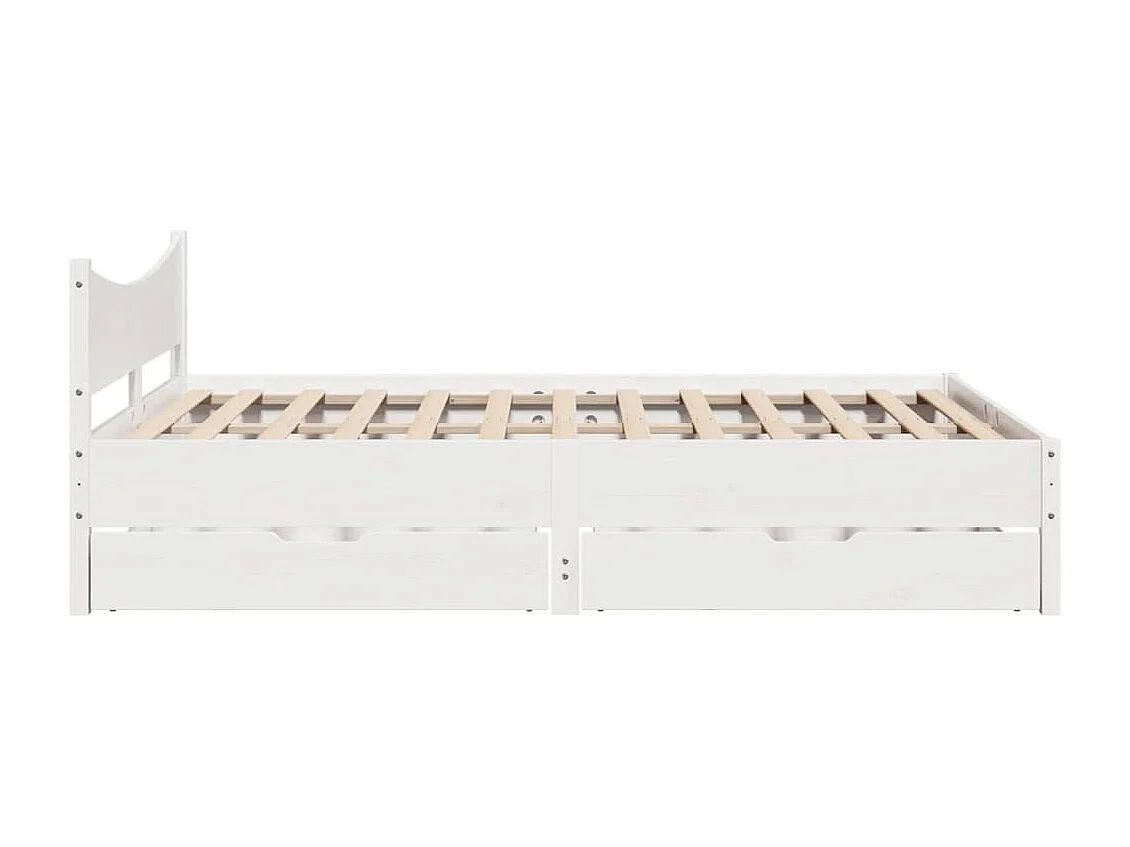 Cadre de lit avec tiroirs blanc 140x200 cm bois de pin massif