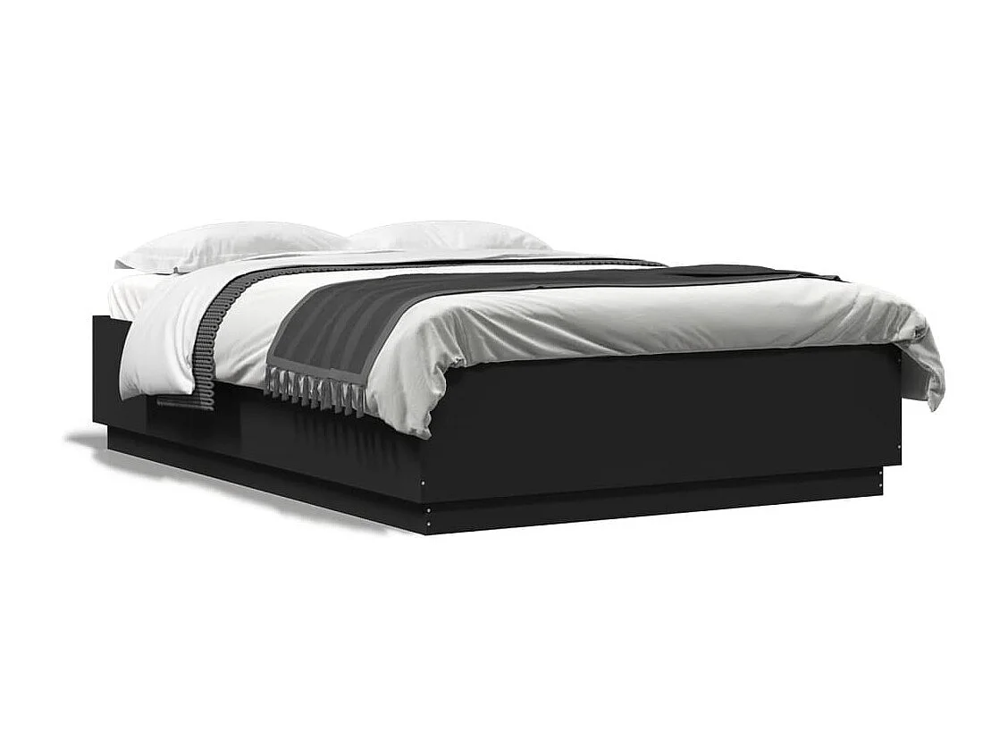 Estrutura de cama 150x200 cm derivados de madeira preto