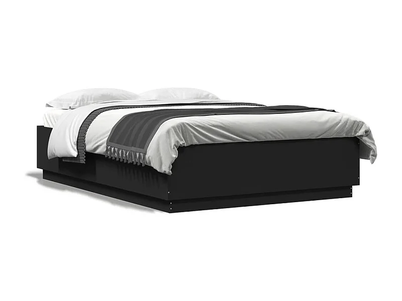 Estrutura de cama 150x200 cm derivados de madeira preto