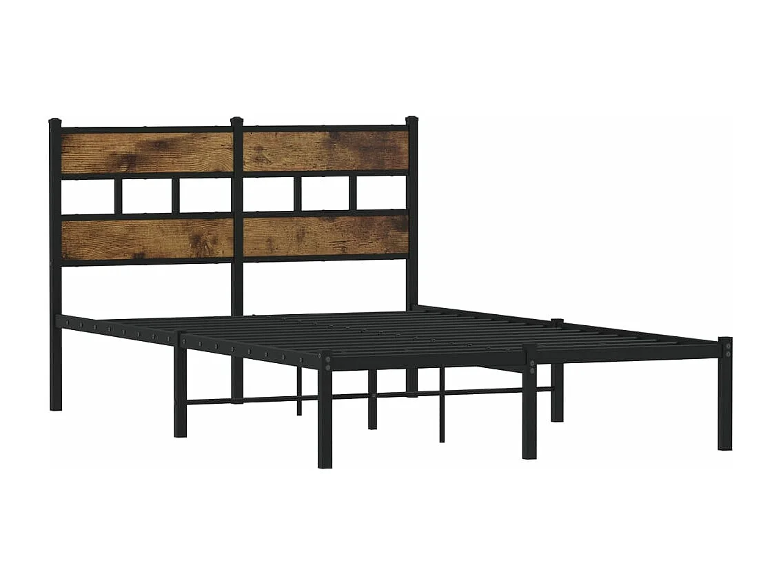 Cadre de lit en métal sans matelas chêne fumé 120x190 cm