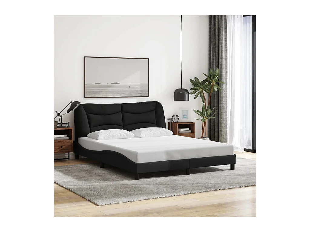 Cadre de lit sans matelas noir 160x200 cm tissu