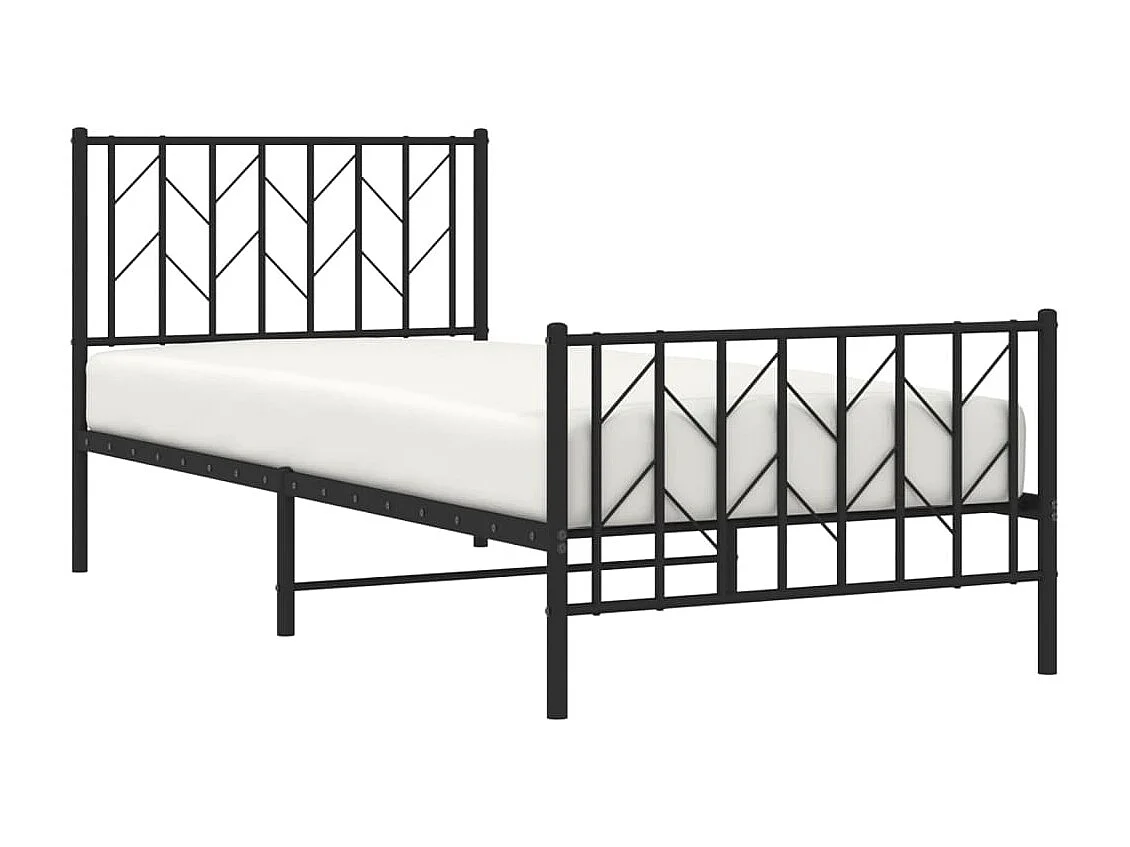 Cadre de lit métal sans matelas avec pied de lit noir 90x200 cm