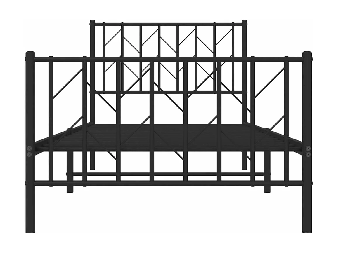 Cadre de lit métal sans matelas avec pied de lit noir 90x200 cm