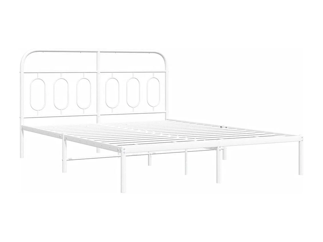 Cadre de lit métal sans matelas et tête de lit blanc 140x200 cm