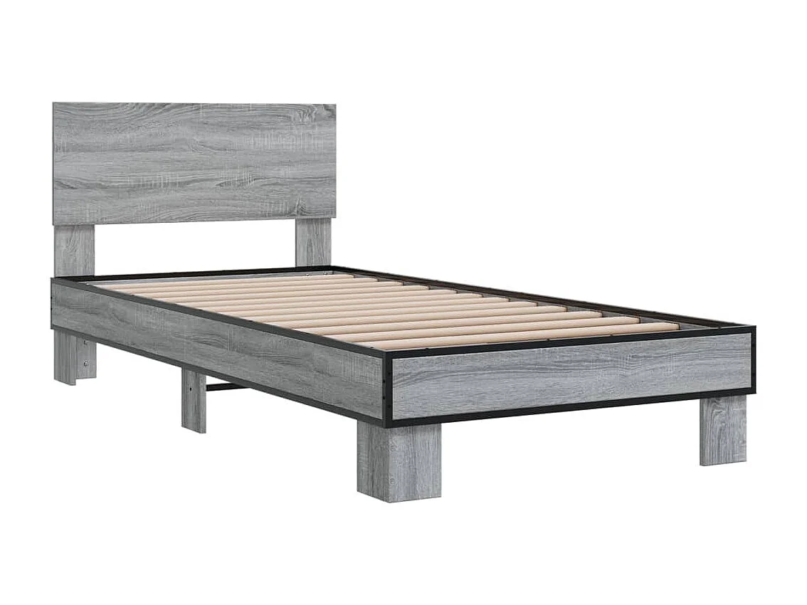 Bettgestell Grau Sonoma 75x190 cm Holzwerkstoff und Metall