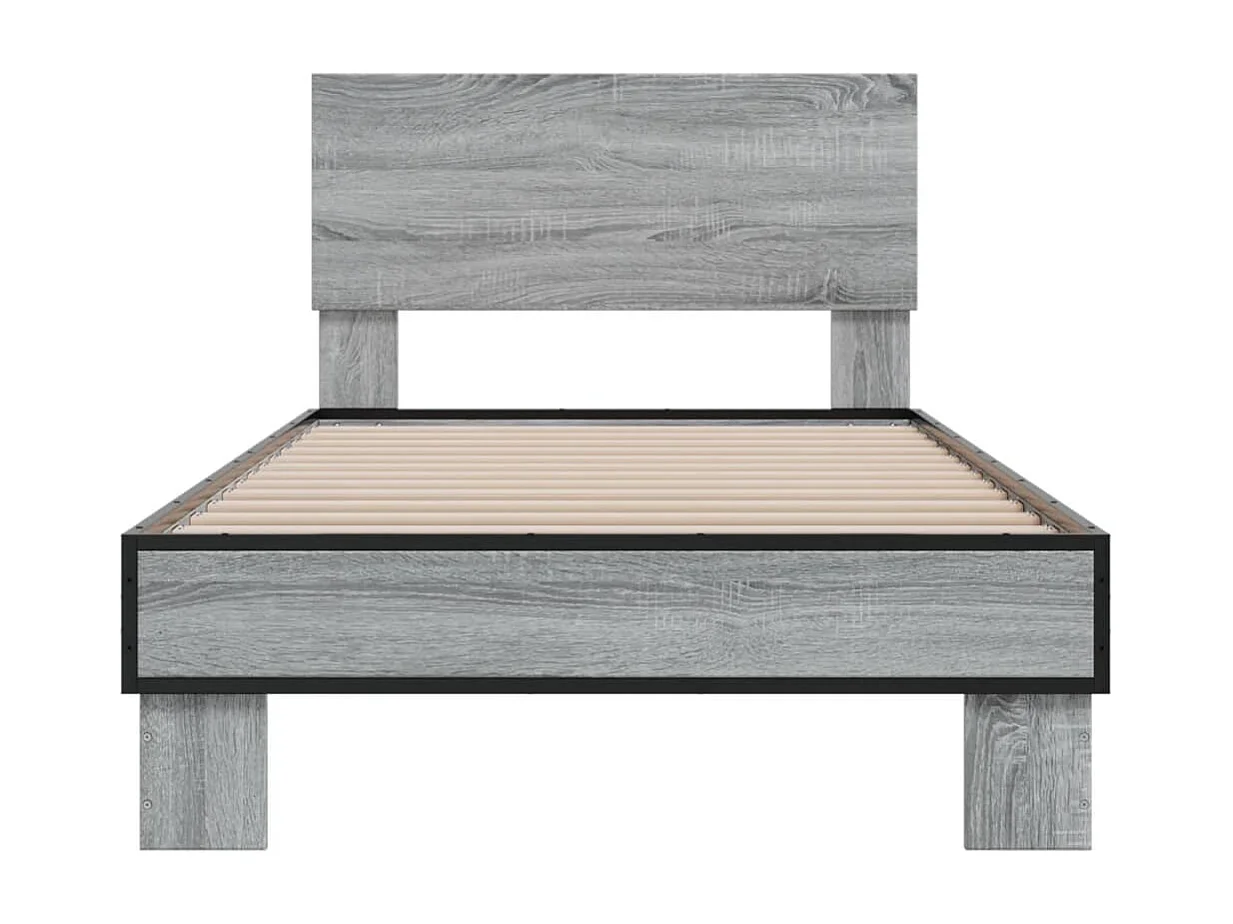 Bettgestell Grau Sonoma 75x190 cm Holzwerkstoff und Metall