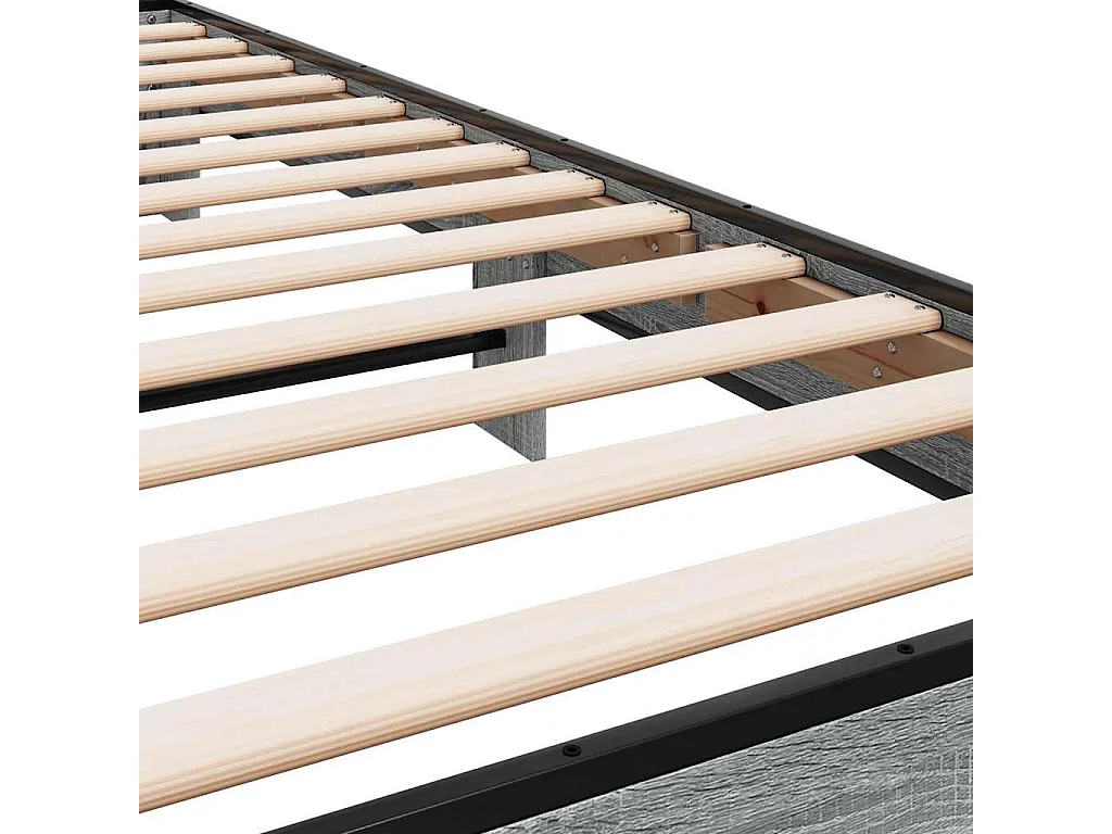 Bettgestell Grau Sonoma 75x190 cm Holzwerkstoff und Metall