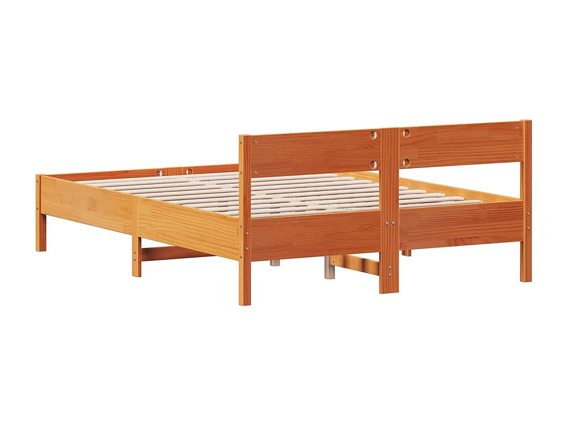 Cama sin colchón madera maciza de pino marrón cera 120x200 cm