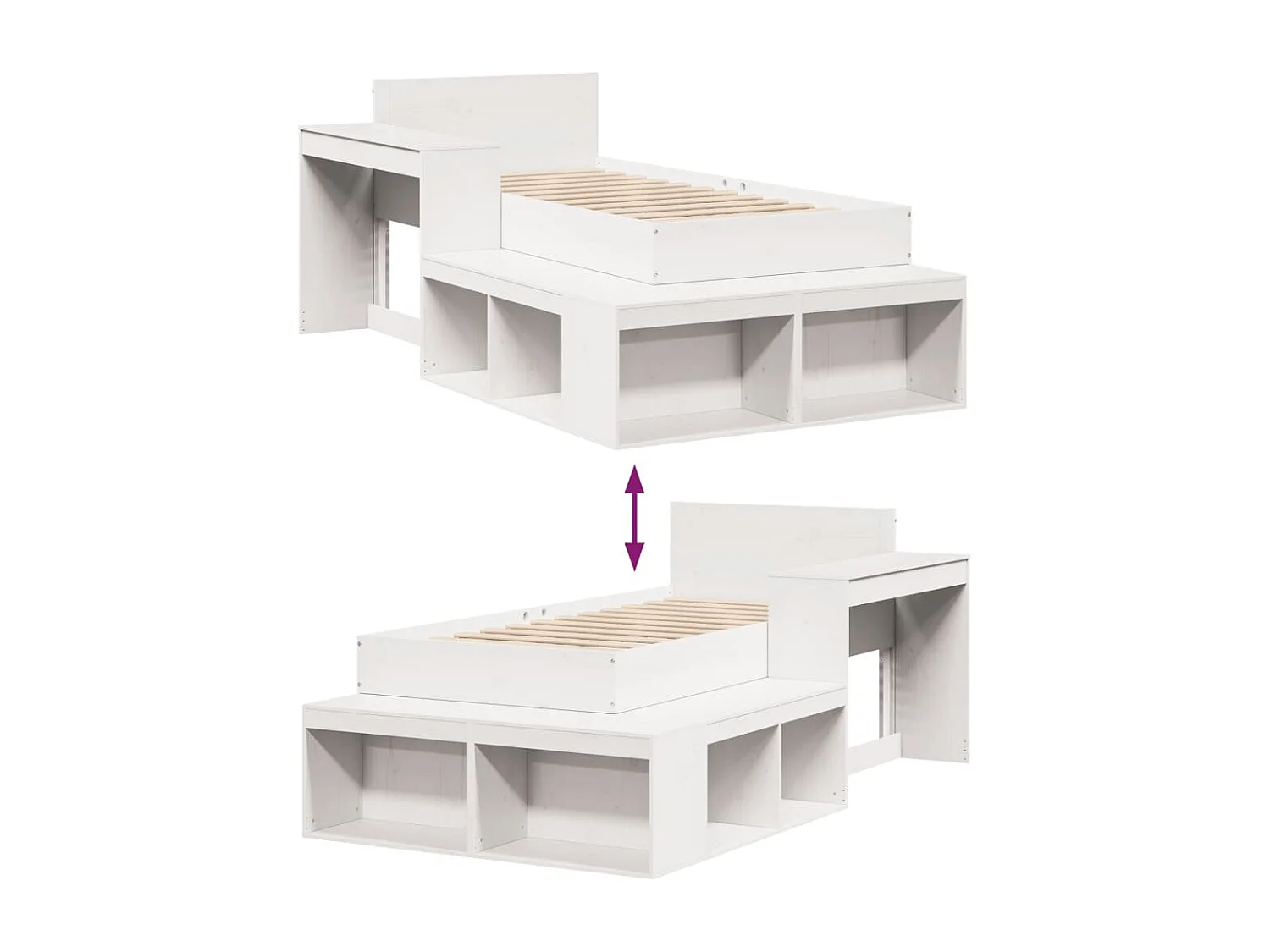 Cadre de lit sans matelas blanc 90x200 cm bois de pin massif