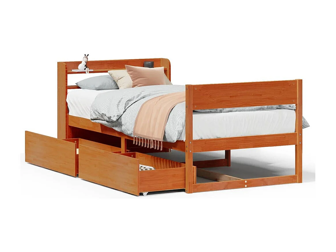 Cadre de lit sans matelas cire marron 90x190 cm bois pin massif