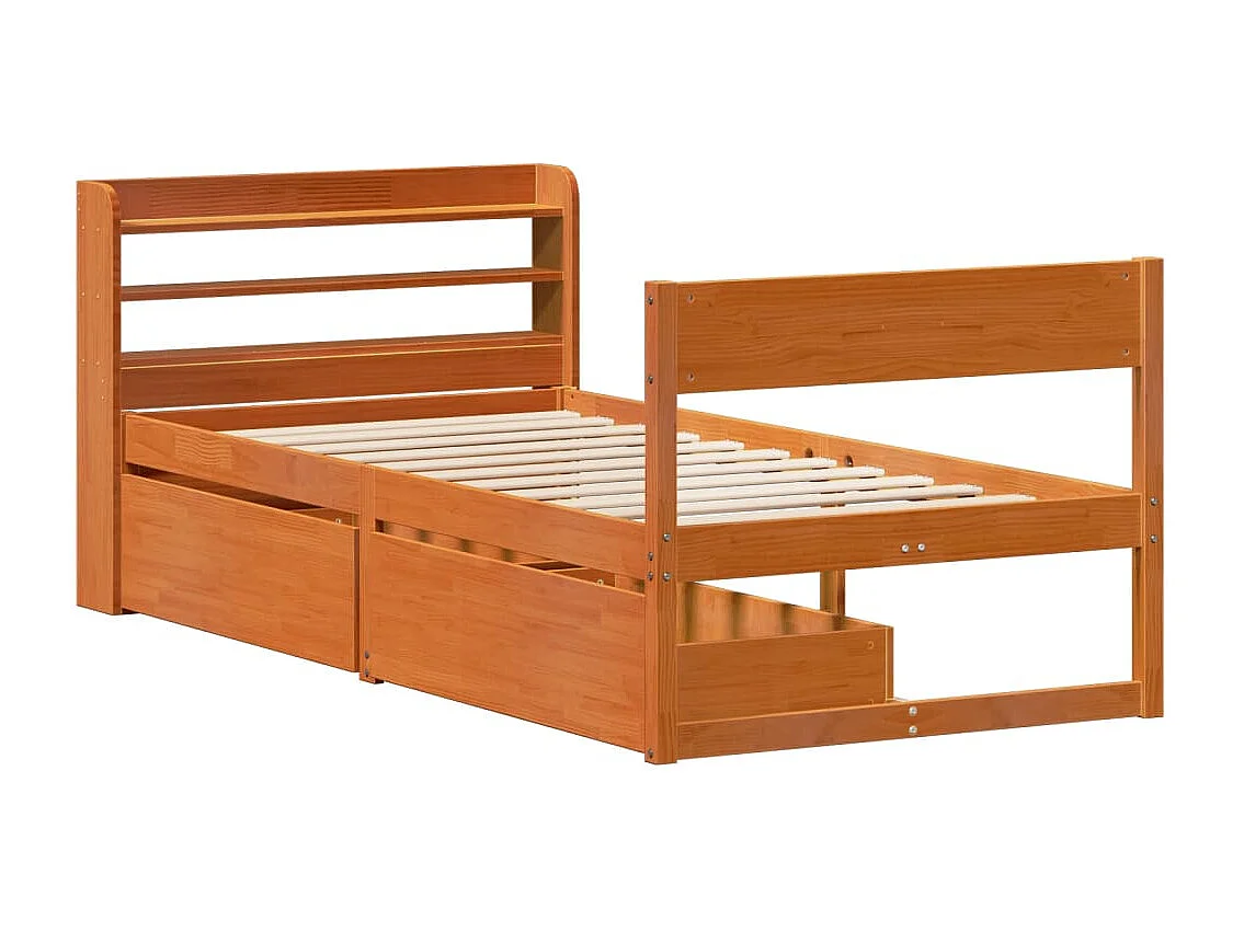 Cadre de lit sans matelas cire marron 90x190 cm bois pin massif