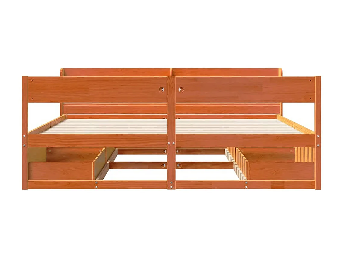 Cama sem colchão 200x200 cm pinho maciço castanho-mel