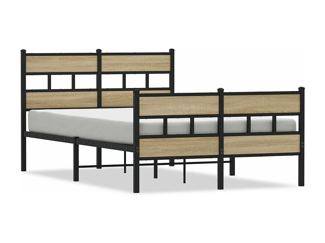 Cadre de lit en métal sans matelas chêne sonoma 120x190 cm