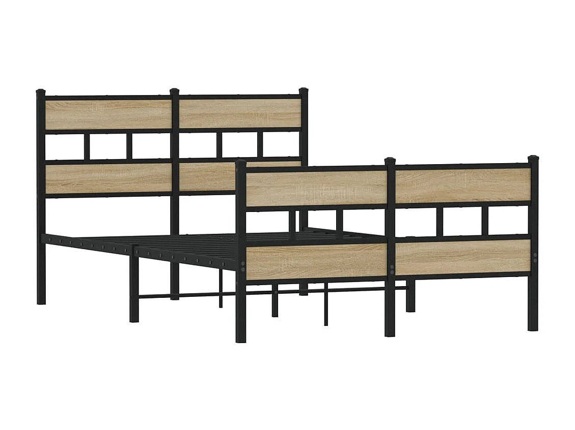 Cadre de lit en métal sans matelas chêne sonoma 120x190 cm